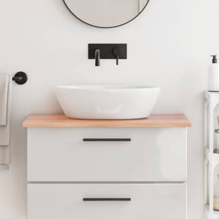 bordplade til badeværelse 80x50x2 cm massivt træ lysebrun