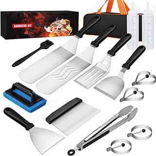 Blackstone Griddle Accessory Kit 16pcs Flat Top Grill Tilbehør indstillet til Blackstone og Camp Chef med spatelskraberbagrensningssæt og bærepos