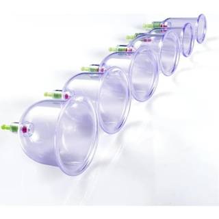 12-pak med massagekopper i forskellige størrelser til cupping og muskelafspænding