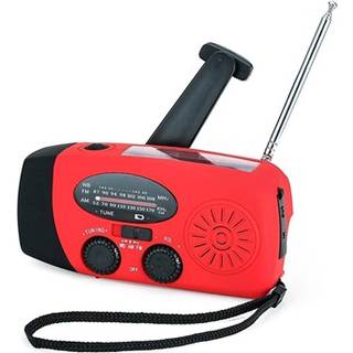 Hånddrevet Solcelle Nødradio med LED Lommelygte, indbygget  2000 mAh powerbank - Sort