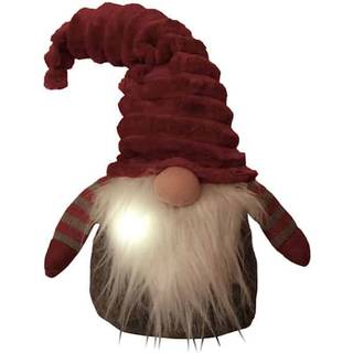 Nisse m. LED Skæg - 30 cm. - Grå Hue