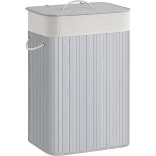 Songmics LCB010G01 Rektangulær vaskeri, bambusvaskeri med 3 håndtag, 40 x 30 x 60 cm, grå