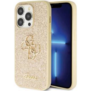 Guess cover til iPhone 13 Pro Max - guld glitrende skrå tekst Big 4G