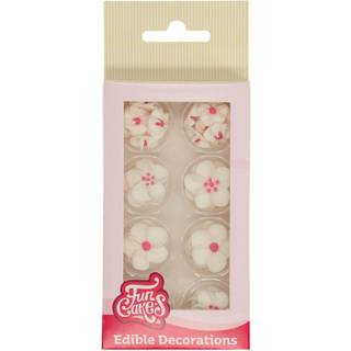 Sukker Dekorationer Blomster Mix Hvid/Pink - 32 stk., FunCakes