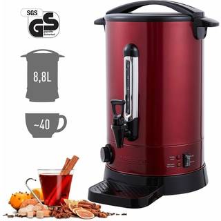 Arebos® Gløggkedel 8,8 L - termostat, drypbakke, udløbshane, beskyttelse mod overophedning - rød