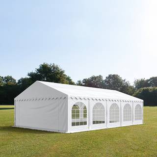 5x10m, Partytelt, PVC-teltdug, hvid, med bundramme - (7323)