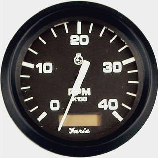 Omdrejningstæller &amp; timetæller til dieselmotor Faria Beede Euro "4 Tachometer Hourmeter, imfri, Ø85 mm, 12 V, generator, sort, 0 - 4000 rpm