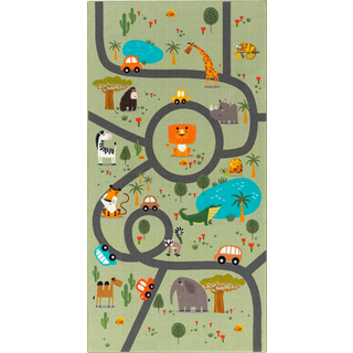 KMCarpets Play Animals Gulvtæppe 80x150, Grøn