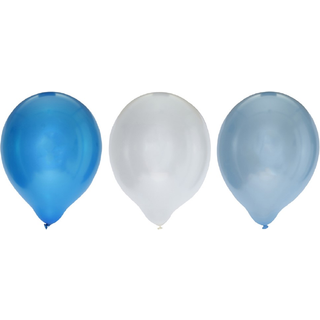 Balloner metallic 8 stk. - Hvid, blå og lyseblå