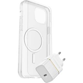 OtterBox iPhone 15 Plus Protection + Power Kit - MagSafe Cover, Skærmbeskyttelse & 30W Vægoplader - Gennemsigtig / Hvid