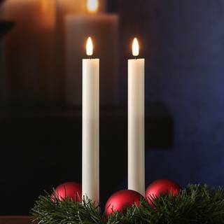 Håndlavede LED-stagelys Real Flame, H 24 cm, 2 stk