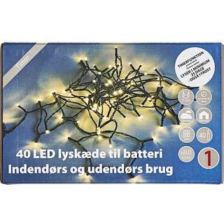 Lyskæde med 40 LED - varm hvid (På lager i butik)