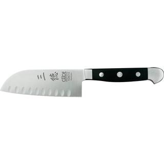 Güde Alpha Santokumesser 14 cm mit Kullen - CVM-Messerstahl - Griffschalen Hostaform - Schwarz,Silber