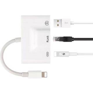 3-i-1 Lightning til RJ 45 Ethernet Netværks Adapter med USB & Lightning Port