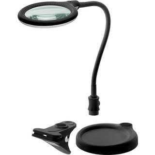 LED Forstørrelsesglas m. lampe og klemme, 6 W - 480 lm, 100 mm linse