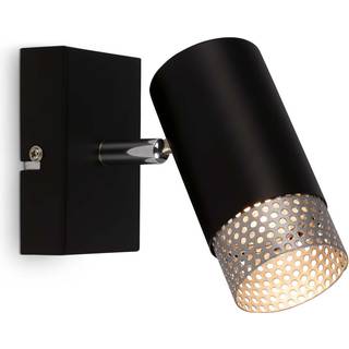 Briloner Plek vægspot GU10 sort/sølv, 1 lyskilde Plek, dæmpbar, Sort, Stue/spisestue, Metal, Moderne