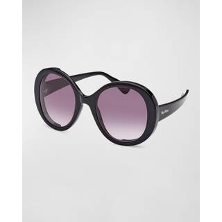 Max Mara Kvinde MM0074 RENÉE 01B Solbriller Acetat Sort Røg Rund Normal Skygge