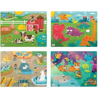 Chuckle & Roar - 4 Pack Tray Puzzles - Farm Dinosaurs Jungle and Zoo - St?rre stykker designet til b?rnehaver - 12 & 24 pc bakke puslespil