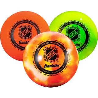 Franklin NHL Street Hockey-kugler, 3-pak-sæt – Officiel størrelse 6,7 cm (2-5/8 in), høj densitet, selvlysende i mørket og høj synlighed