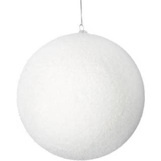 Vickerman 6 """" Plastkulor prydnader med metalllock i flockad vit (uppsättning av 4)