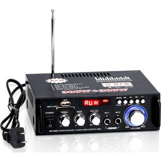 NÖRDIC Bluetooth 5.0 Stereoforstærker 2x40W AUX / USB / BT Lydforstærker med FM 2xMIC indgang
