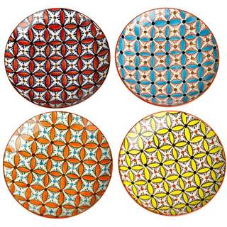 POLSPOTTEN Tableware - 'Hippy Side' plate, set of four in multicolor Ceramic