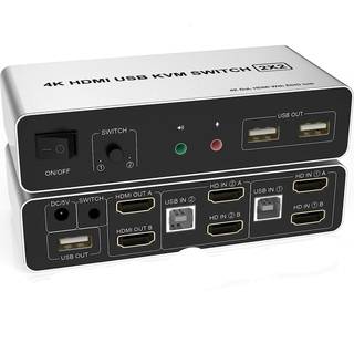 NÖRDIC KVM Switch 2x2 HDMI 4K60Hz 3xUSB3.0 Audio EDID