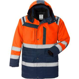Fristads 119629 HiVis parkajakke kl.3 4042 / Arbejdsjakke Hi-Vis Orange/Marine 2XL