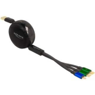 Delock USB-A til Micro-B / 2x USB-C kabel - 1.1 m - Sort