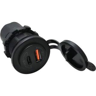 1852 USB udtag Type 1 & USB C med 1m kabel, 12/24V IP65