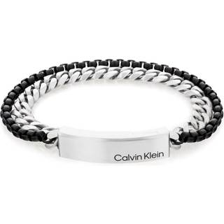 Calvin Klein Industrielt Dobbelt Stål Armbånd i Sølvtone / Sort