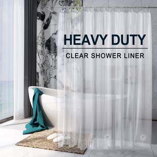 Amazerbath Heavy Duty Broes Gardin Liner 12 gauge 72 x 78 inches Clear bruseforh?ng med 3 klare sten og 12 grommethuller v?gtet plastikbrusforbin