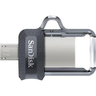 Sandisk Ultra Dual Drive M3.0 64gb Usb Type-a / Micro-usb Sort, Sølv, Transparent