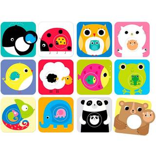 Banana Panda matcher baby -småbarderne og matchende aktivitet - sæt inkluderer 12 store 2 -delt begynderpuslespil med runde elementer til at blan