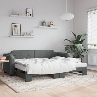 Daybed Stof Mørkegrå - med udtræk / 90 x 200 cm