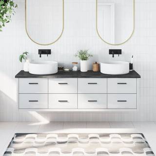 bordplade til badeværelse 180x60x(2-4) cm massivt træ mørkebrun