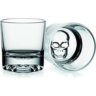 Godinger Skull Whisky-glas - Sæt med 2 Old Fashioned-glas til whisky med kranieansigtsdesign