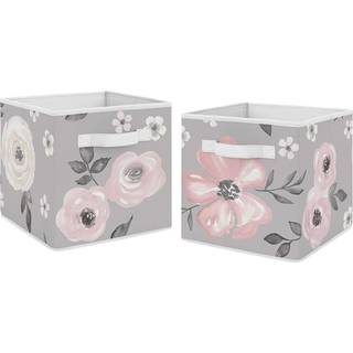S?d jojo designer gr? akvarel blomsterfoldbar stof opbevaring terning bakker kasser arrang?r leget?j b?rn baby b?rneb?rn - s?t af 2 - r?dme lyser