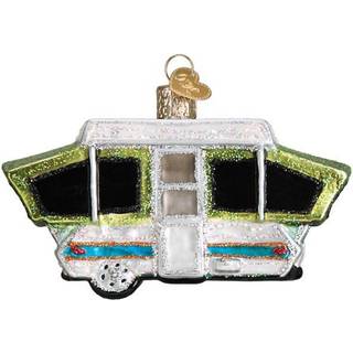 Old World Christmas Glass Blown Ornament Telt Camper (46068)