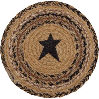 VHC Brands Kettle Grove Jute Stencil Star 8 tommer Trivet Primitive Country Patchwork Kitchen Tableplad Design Tan