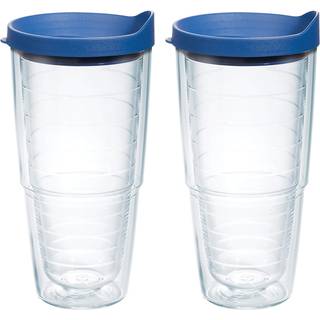 Tervis Clear & farverig l?g lavet i USA Double Walled Isoleret Tumbler Travel Cup holder drikkevarer koldt og varmt 24 oz 2pk bl?t l?g