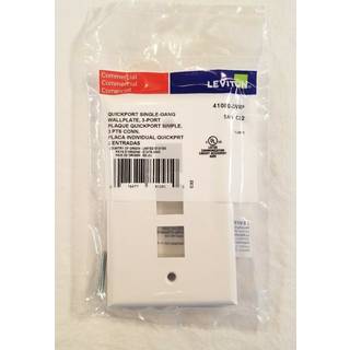 Leviton 41080-3WP Quickport Wallplate Single Gang 3-Port White