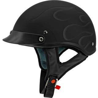 Vcan Cruiser Solid Flat Black Half Face motorcykelhjelm (flamme lille)