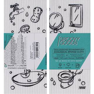 Groovy Goods Karklud u. plastik m. badeværelsesmotiv - 1 stk