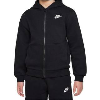 Nike Sportswear Club Fleece-hættetrøje med fuld lynlås til større børn - sort - L