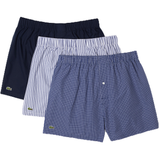 LACOSTE Herren Boxershorts blau Reine Baumwolle Gemustert