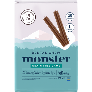 Monster Tandtyggepinde Til Hunde Kornfri Uge Lam Large - 28-pak