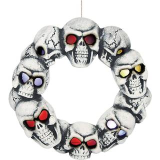 Halloween Totenschädel Türkranz mit LED Augen