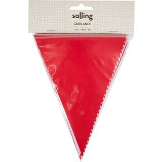 Salling guirlande med vimpelflag L: 4 meter - Rød (På lager i varehus)