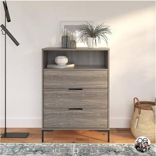 Kommode i lamineret spånplade forvitret eg